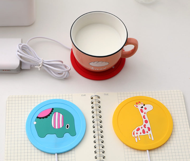 Cartoon Insulation Heating USB Heating Soft Rubber Coaster