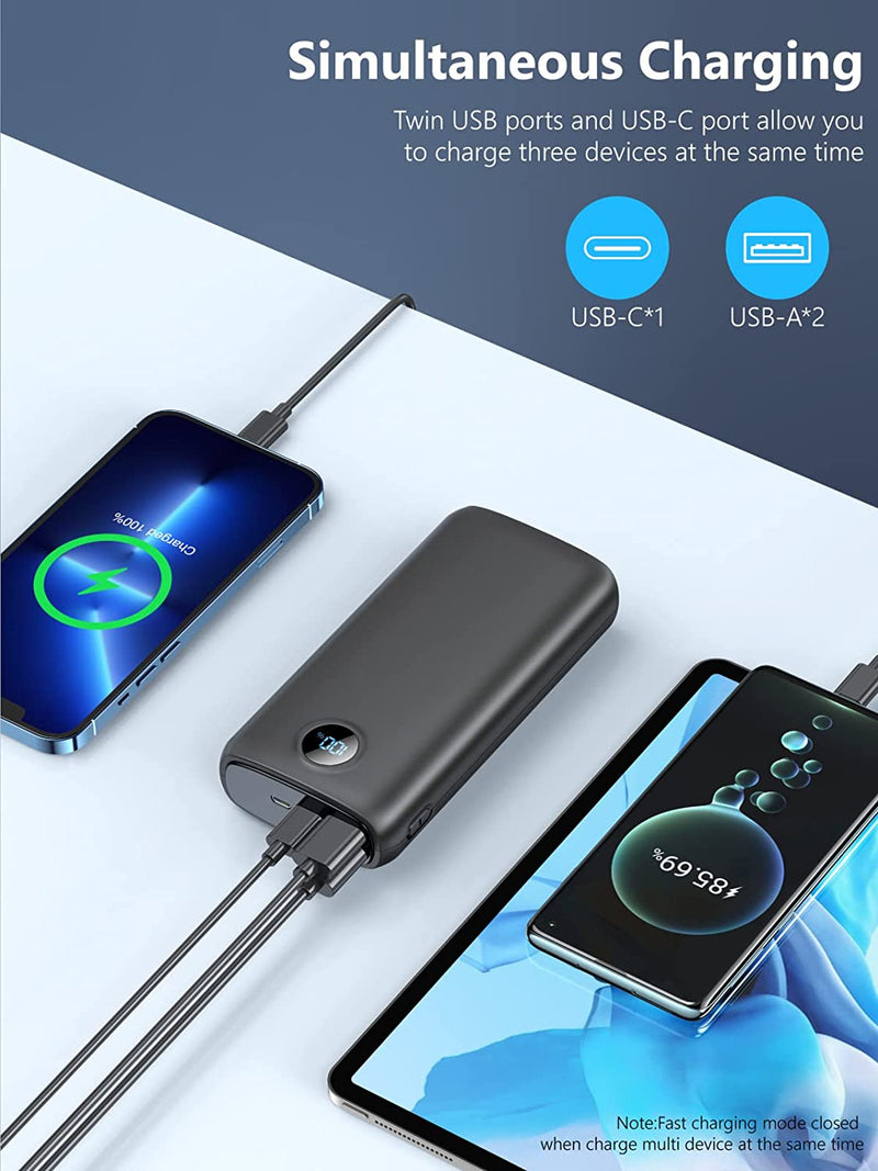 Power Bank 27000Mah,  22.5 W PD3.0 QC4.0 Ricarica Rapida Batteria Esterna, 3A USB C Caricatore Portatile Con LED Display Digitale, 3 Uscite E 2 Ingressi per Iphone, Samsung, HUAWEI, Xiaomi, Ipad