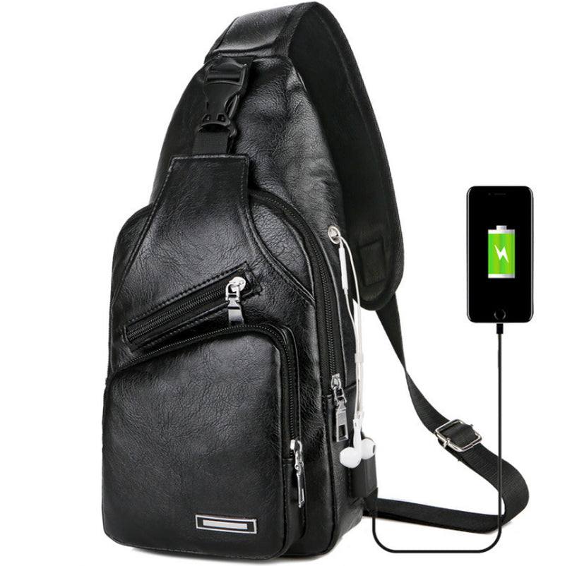 USB Portable Charging Chest Bag Messenger Bag