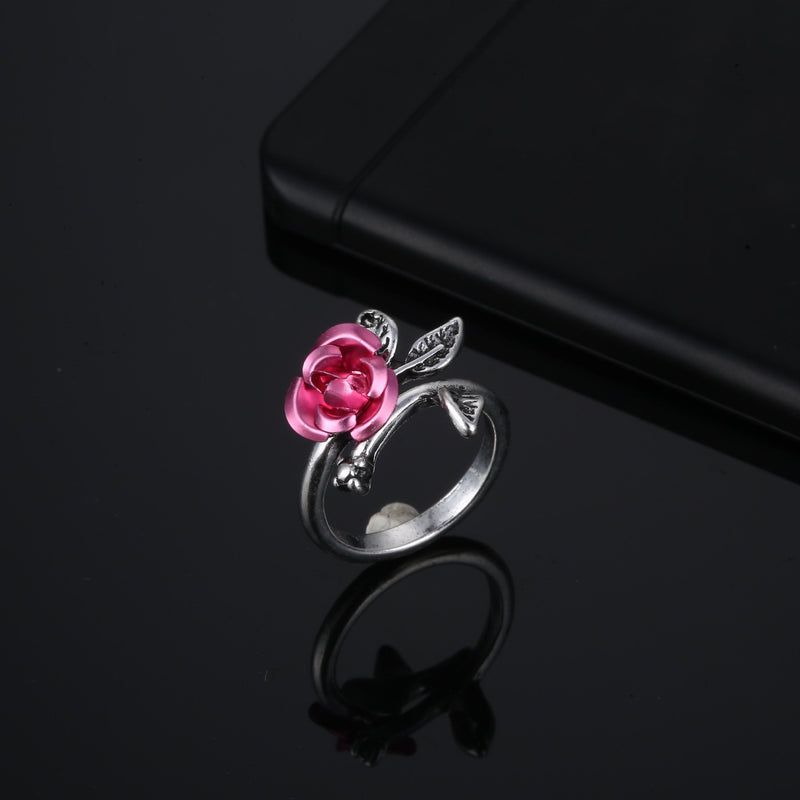 Alloy Personality Plant Ladies Rose Ring