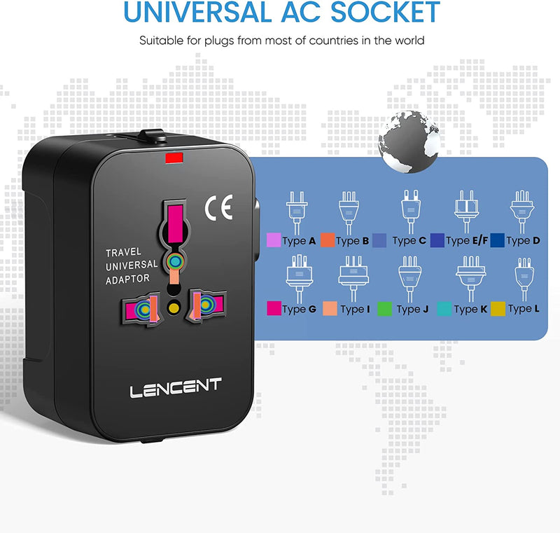 Adattatore Universale Da Viaggio,  All in One Caricatore Adattatore Di Alimentazione Internazionali Con Doppia Porta Caricabatterie USB per USA UK Americane Oltre 150 I Paesi Nel Mondo