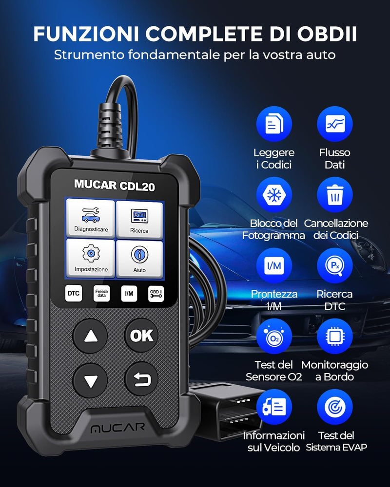 CDL20 Diagnosi Auto Tutte Autodiagnosi OBD2/ EOBD Con Funzioni OBDII Odb2 Diagnostica in Italiano Del Motore Strumento Diagnostica per Autoveico