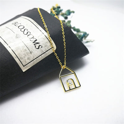 S925 Silver Temperament All-Match Small and Cute Small House Pendant Clavicle Necklace