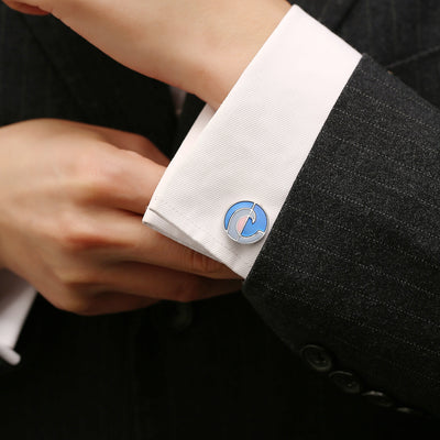 Blue Enamel French Cufflinks Men'S Shirt Cuff Buttons