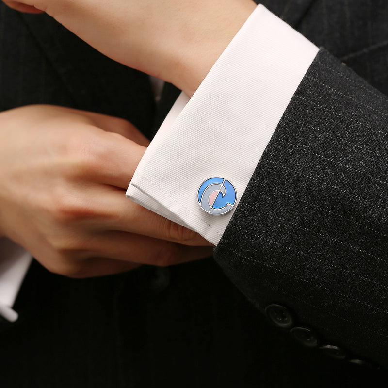 Blue Enamel French Cufflinks Men&