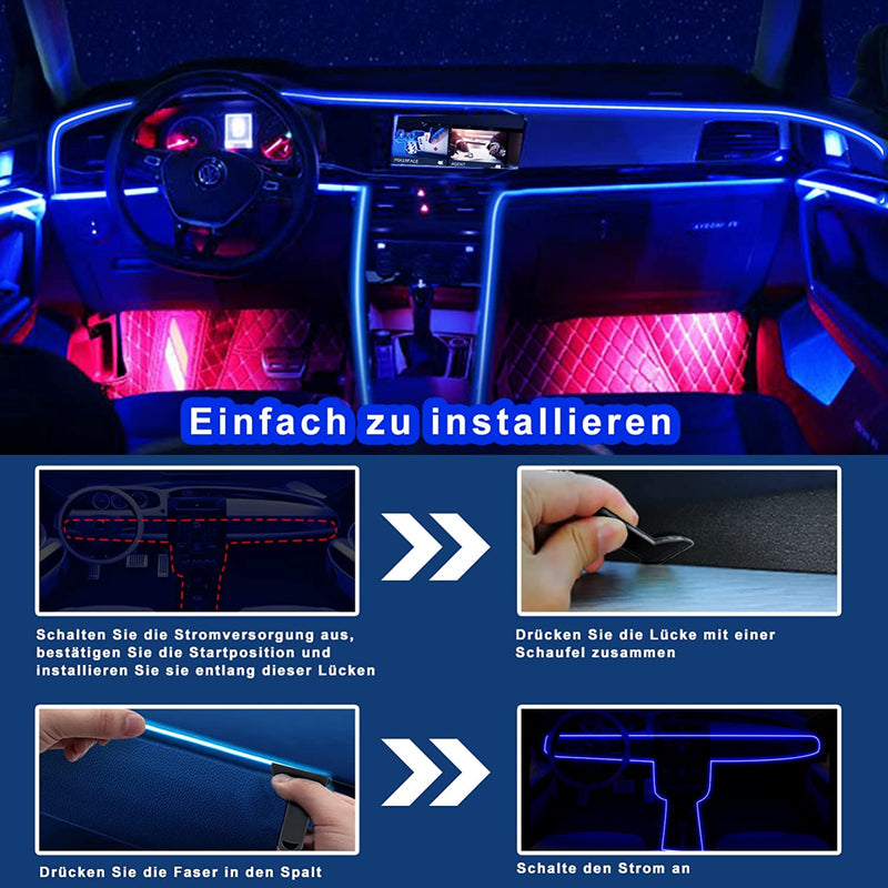 Illuminazione Interna Auto 5V 5050 RGB 4M, Led Strip Car Con App,Pulsante Di Controllo, Luce Di Atmosfera USB Neon Musica Striscia Nero Cavo