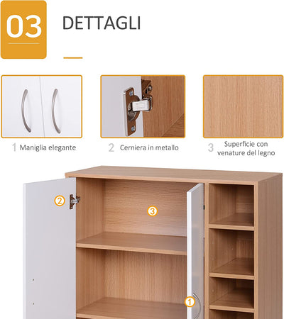 Scarpiera Slim Da Parete, Mobile Multiuso Con 2 Ante E Ripiani Regolabili per Camera Da Letto E Ingresso, in Legno, 80X32X91Cm