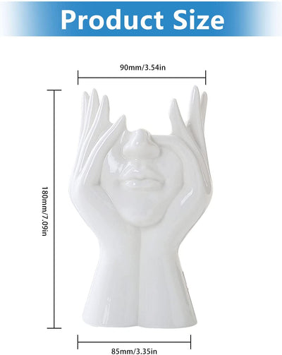 Vaso per Il Viso in Ceramica, Vaso Di Fiori Bianco per L'Arredamento, Forma Femminile Testa a Metà Corpo Busto Vasi Minimalismo Decorativo Moderno Stile Nordico Vaso Di Fiori (A)