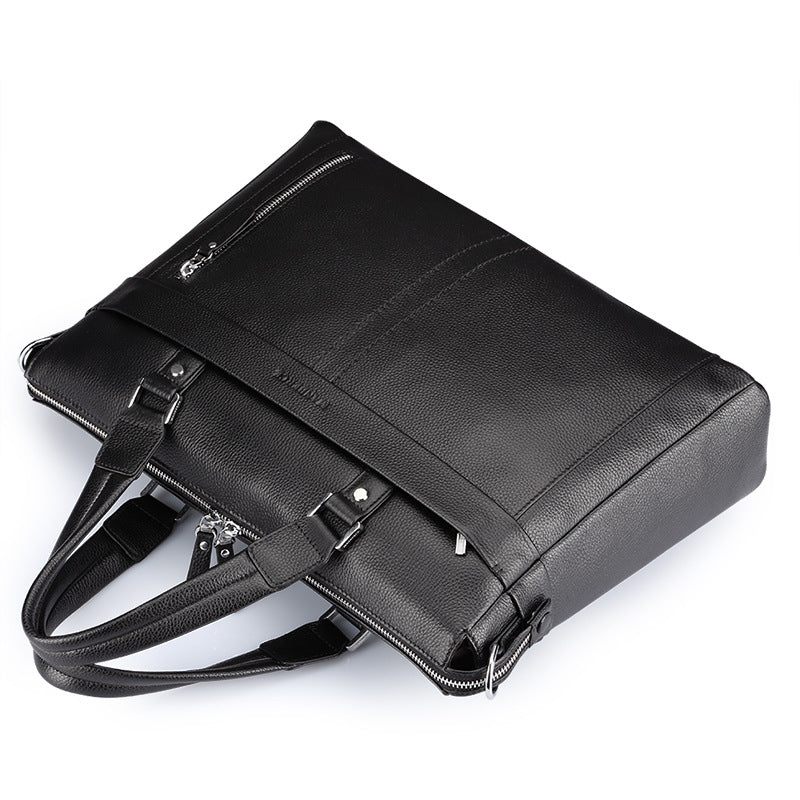 Manbers Brand Real Leather Business and Leisure Handbag Official Document of Baotou Layer Men&