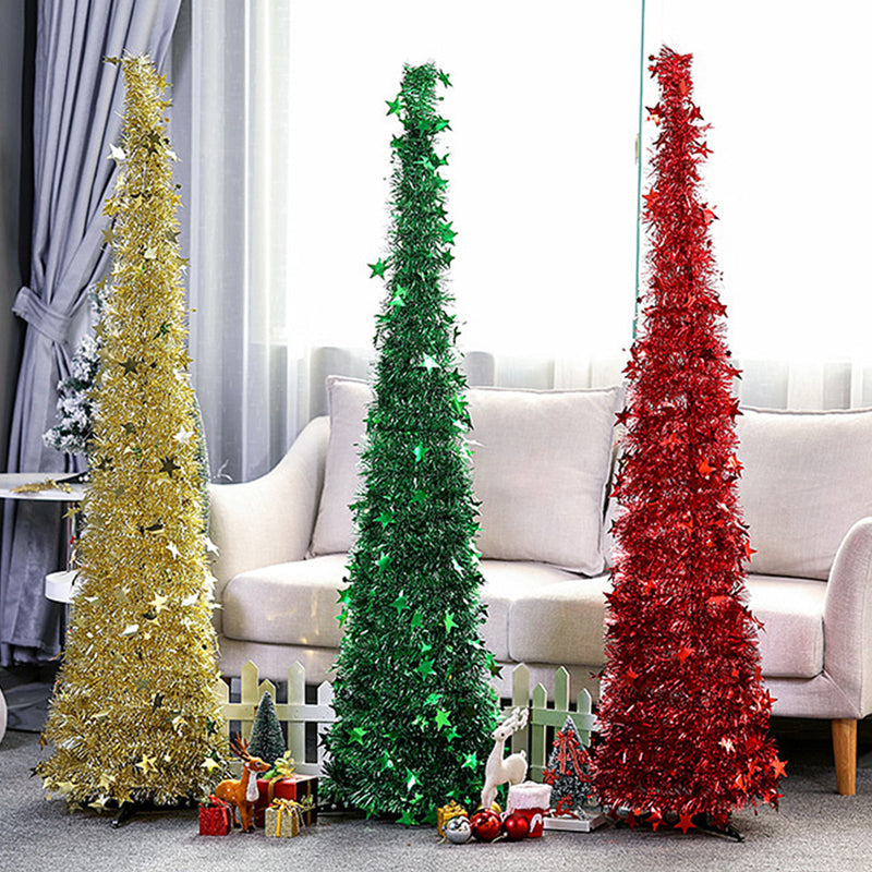 Artificial Tinsel Pop up Christmas Tree with Stand Gorgeous Collapsible Artificial Christmas Tree for Christmas Decorations