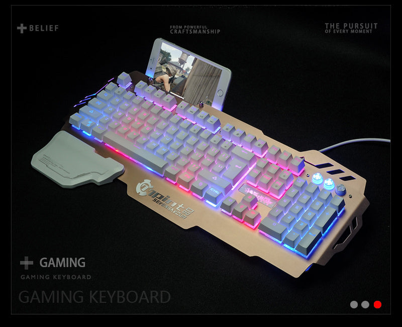 Pk900 Gaming Keyboard Colorful Light Metal Panel with Hand Rest to Eat Chicken to Stimulate Lol Keyboard