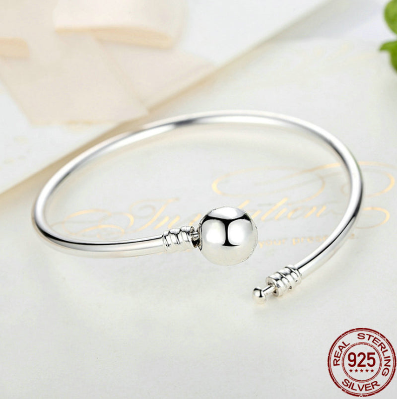 925 Sterling Silver Fashion Bracelet Simple Snake Bone Bracelet DIY Sterling Silver Beads Sterling Silver Bracelet Personality Accessories