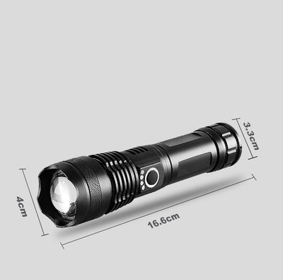 Aluminum Alloy Strong Light Power Display Telescopic Flashlight