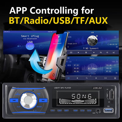 Autoradio Autoradio Ricevitore Radio Audio LCD Singolo Din Con Lettore MP3 Bluetooth Chiamate in Vivavoce Radio AM/FM Ingresso AUX TF/USB Ricarica Rapida