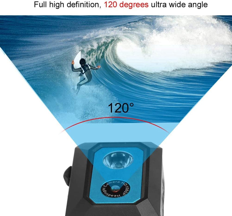 Mini Action Camera - Videocamera DV per Videocamera Sportiva Con Faro Super Luminoso, Risoluzione HD 1920 * 1080P, Videoregistratore DVR Ultra Grandangolare 120 °, Videocamera Full Hd(Blu)