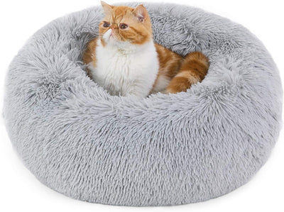 Cuccia Gatto Morbida 50X50Cm - Cuccia Pelosa per Cani Colore Grigio Chiaro, Cuscino Gatto Antistresss Con Peluche Lavabile, Lettino Calmante per Gatti