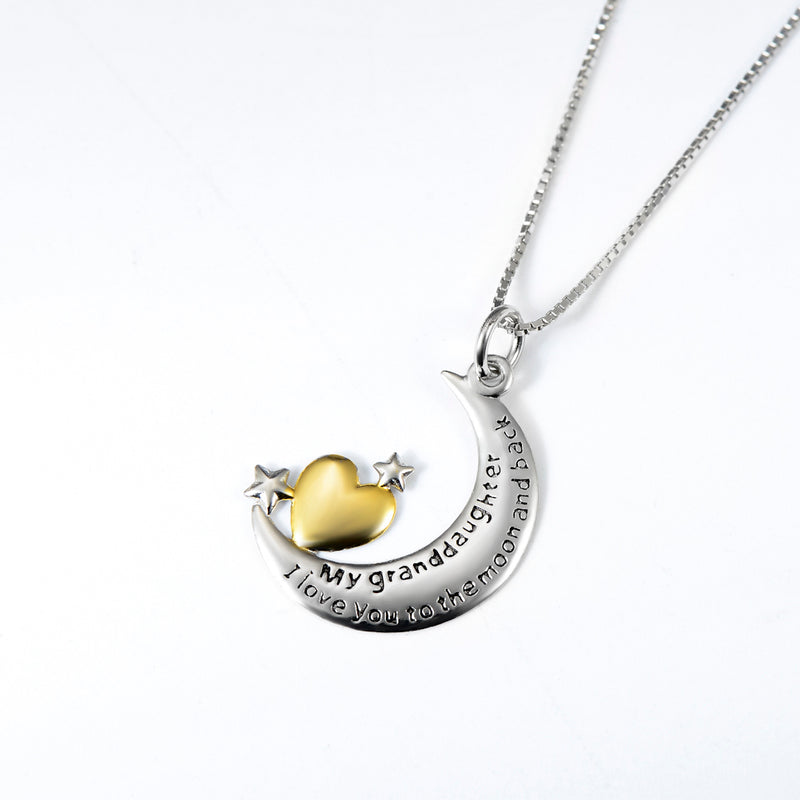 Moon &Star Shape Pendant 925 Silver Necklace