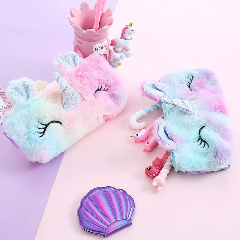 Diario Segreto Bambina Con Lucchetto, Unicorno Diario in Peluche Set Include Un Taccuino Unicorno E Un Astuccio Unicorno, Unicorno Bambina Regalo 6 7 8 9 10 11 12 Anni, Viola