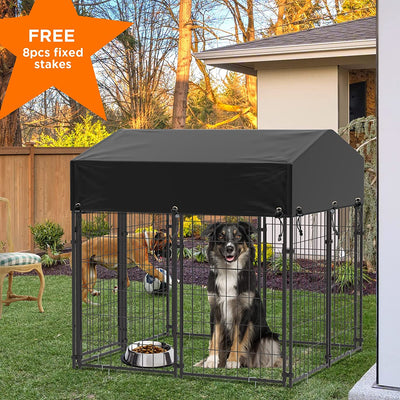 Grande Kennel Recinto Cani Esterno: Gabbia Canile Box per Cani Da Esterno Con Copertura Tettoia Impermeabile Protezione UV per Campeggio - Con Pali in Metallo Robusto