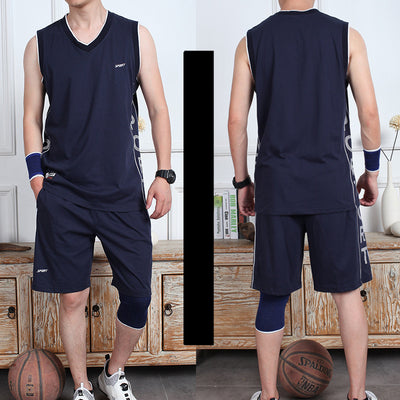 Basketball Sports Suit Men'S Summer 2021 Casual Wear Sleeveless Thin Vest Running Suit Shorts Sportswear