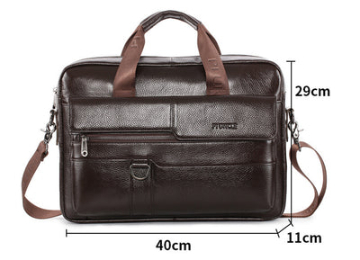 Leather Men'S Briefcase Top Layer Cowhide Messenger Bag Large Capacity Single Shoulder Bag Business Multi-Function