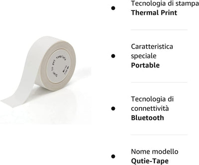 Qutie Etichette Adesive Termiche, 15Mm Impermeabile DIY Personalizzate Carta Adesiva per Stampante, Compatibile Qutie Eticchettatrice, per Scuola Casa, 4 M/Rotolo