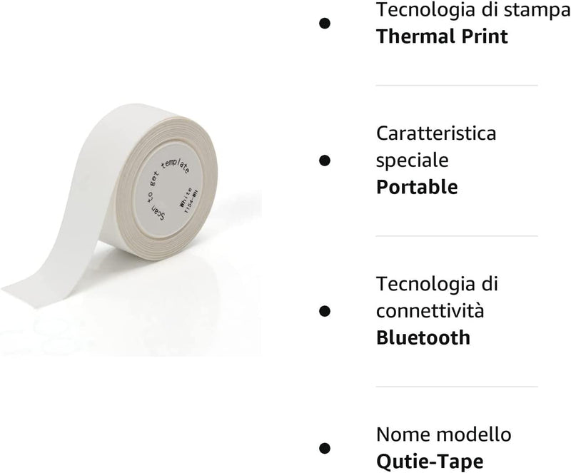 Qutie Etichette Adesive Termiche, 15Mm Impermeabile DIY Personalizzate Carta Adesiva per Stampante, Compatibile Qutie Eticchettatrice, per Scuola Casa, 4 M/Rotolo