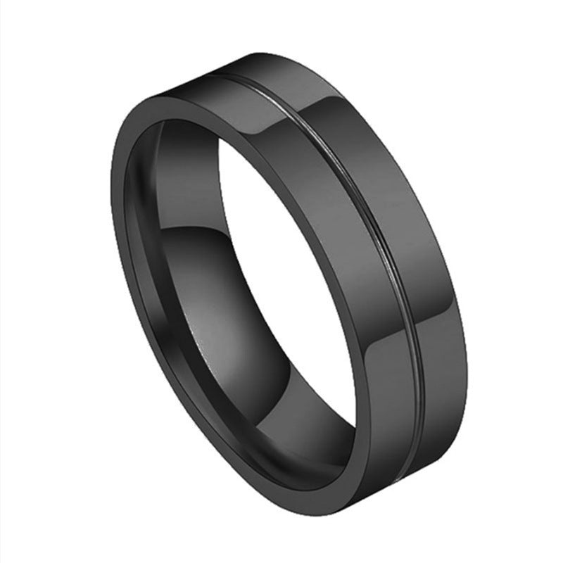 Simple Car Line Men S Titanium Steel Ring Zircon Couple Ring