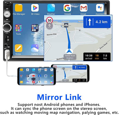 Autoradio 2 Din Con Vivavoce Bluetooth, 7 Pollici Radio Stereo Auto Con Schermo USB FM AUX TF Controllo Del Volante Collegamento Mirror per Telefono Android/Ios + Telecamera Posteriore