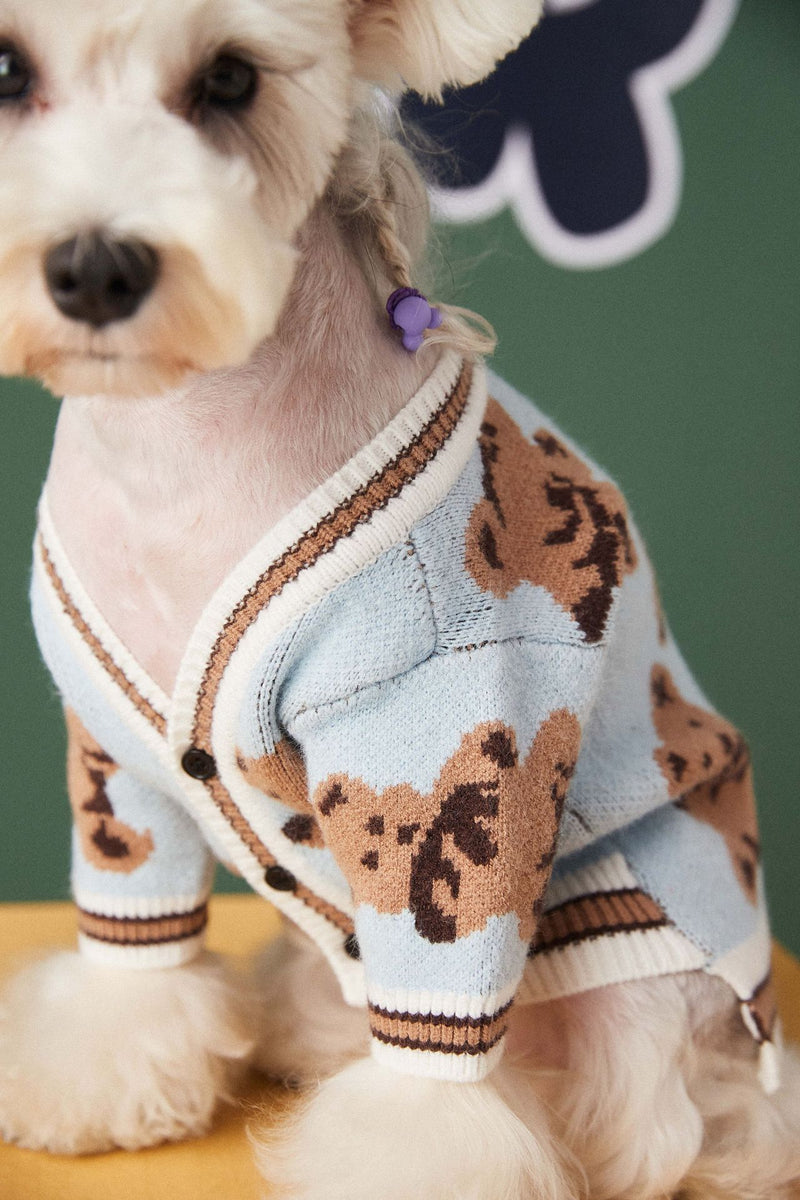 Dog Cat Sweater Preppy Style V-Neck Striped Vest Pet Puppy Winter Warm Clothes Apparel for Dogs Cats