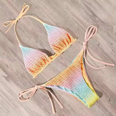 European and American Ladies Split Print Bikini Swimsuit