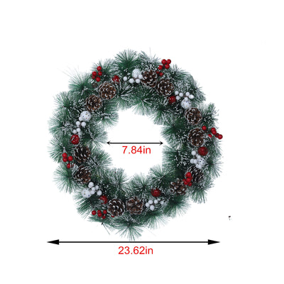 23 Inch Christmas Wreath for Front Door, Artificial Christmas Door Wreaths