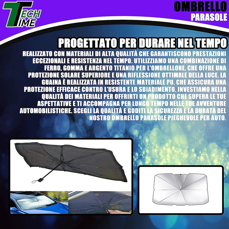 Parasole Auto – Ombrello Parasole Pieghevole per Parabrezza Interni Macchina – Schermo Anti-Uv Gladeshade per Automobile – Telo Proteggi Cruscotto Copriparabrezza Dal Sole Universale