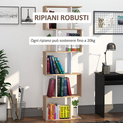 Libreria Moderna 5 Ripiani Pratici Finitura Eccellente, Superficie Liscia E a Prova Di Umidità in Legno Truciolato Bianco 60×24×184.5Cm