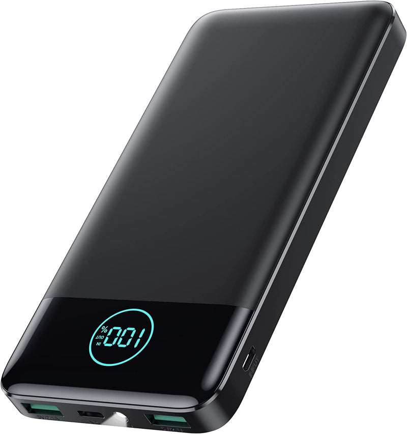 Power Bank 13800Mah,Ultra Sottile & Leggero Caricatore Portatile Con Display LCD,3A PD USB C Ingressi&Uscite Powerbank Con Torcia LED Batteria Esterna per Iphone Samsung Huawei Xiaomi Ecc-Nero