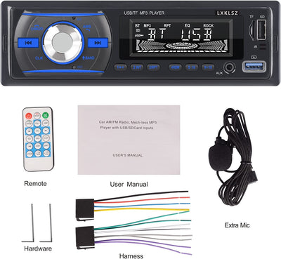 Autoradio Autoradio Ricevitore Radio Audio LCD Singolo Din Con Lettore MP3 Bluetooth Chiamate in Vivavoce Radio AM/FM Ingresso AUX TF/USB Ricarica Rapida