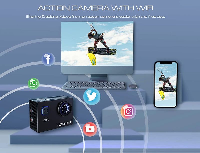 4K Action Cam 20MP Wifi Telecomando Fotocamera Subacquea Impermeabile 40M Sott&
