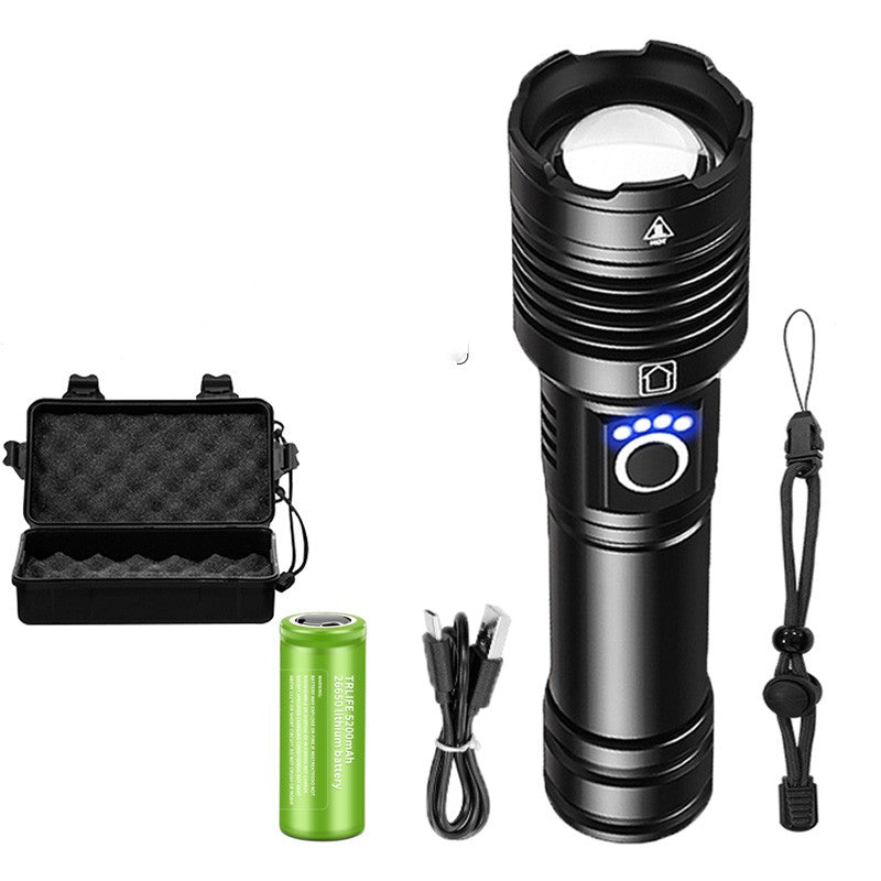 Aluminum Alloy Strong Light Power Display Telescopic Flashlight