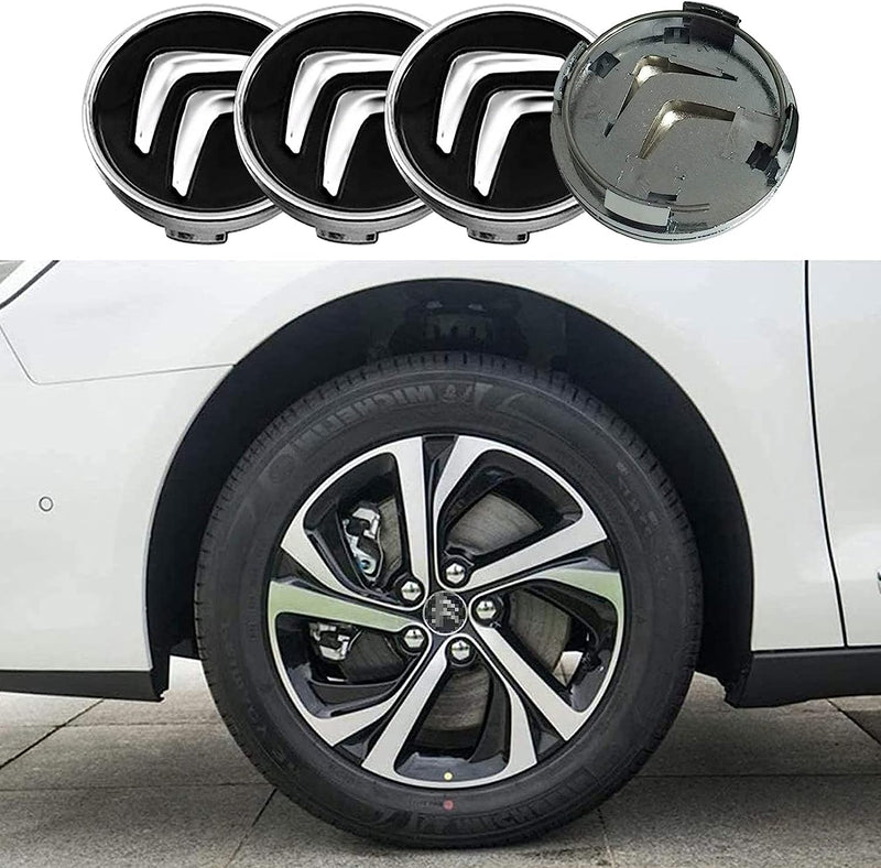 4 Tappi Coprimozzo Logo Borchie Cerchi in Lega Compatibili per Auto, Coprimozzo Diametro 60MM, Coprimozzi ABS Di Alta Qualità Con Logo(Nero) V1