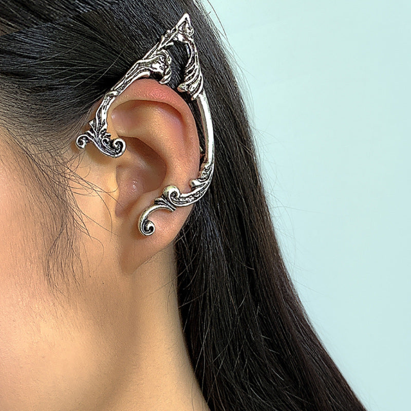 Punk Fairy Ear Cuff Earring Dark Elf Ear Clip No Piercing Earrings for Women Gothic Jewelry Silver Color Halloween Earcuff Party