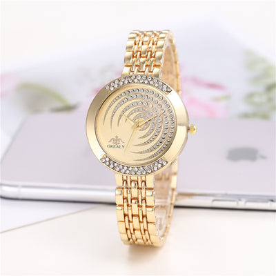 Full Diamond Fashion Alloy Set Creative Dial Steel Band Casual Wrist Watch