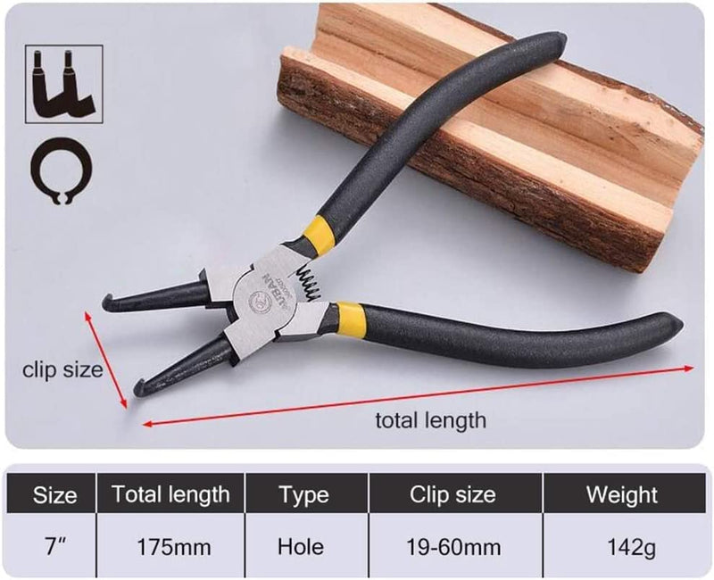 Pinze per Anelli Di Sicurezza,Set 4 X 175 Mm,Snap Ring Pliers ,Pinze Seeger,Pinza per Seeger, Maniglie Antiscivolo,Con Borsa Di Tela