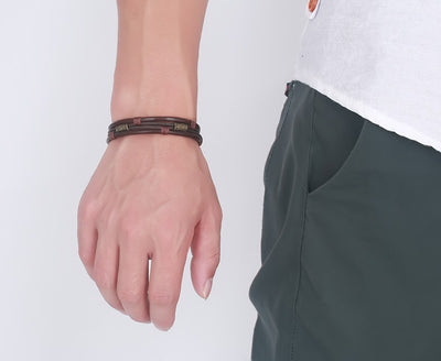 Retro Men'S Braided Leather Bracelet