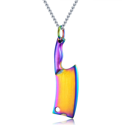 Men'S Stainless Steel Necklace, Colorful Glare Classic Pendant