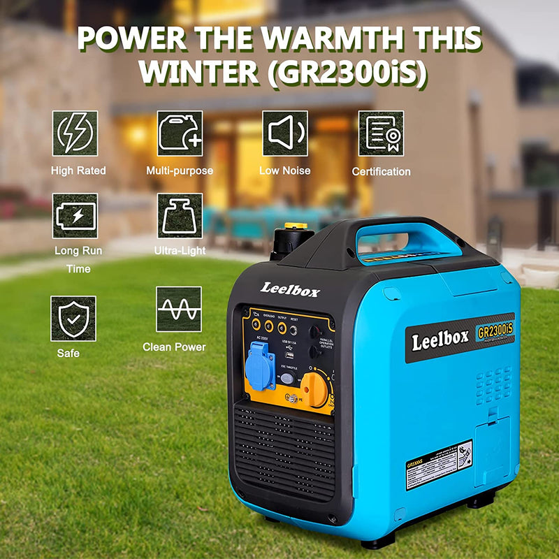 Generatore Di Inverter Portatile Da 12000WH/2300W 4 Tempi Generatore Di Emergenza a Benzina Silenzioso,Generatore Di Corrente Caratteristica Eco-Mode per Giardino, Esterno, Campeggio,Viaggio