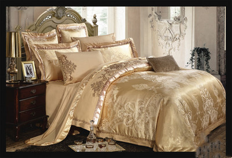 Ice Silk Jacquard European Luxury High-End Linen and Cotton Bedding Set