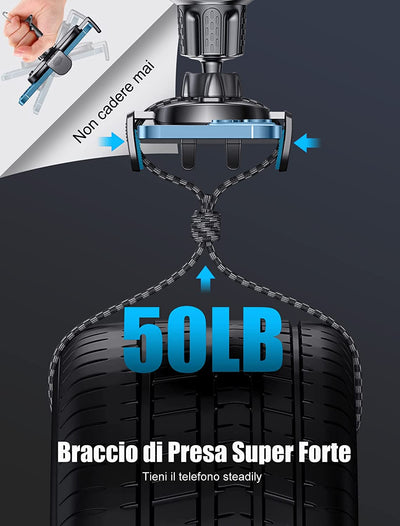 Porta Cellulare Auto [2022 Gancio Aggiornato], 360° Di Rotazione Supporto Cellulare Auto Bocchette Dell'Aria, Porta Telefono Auto Compatibile Con Iphone 14 PRO Max E Altro 4-7” Smartphone