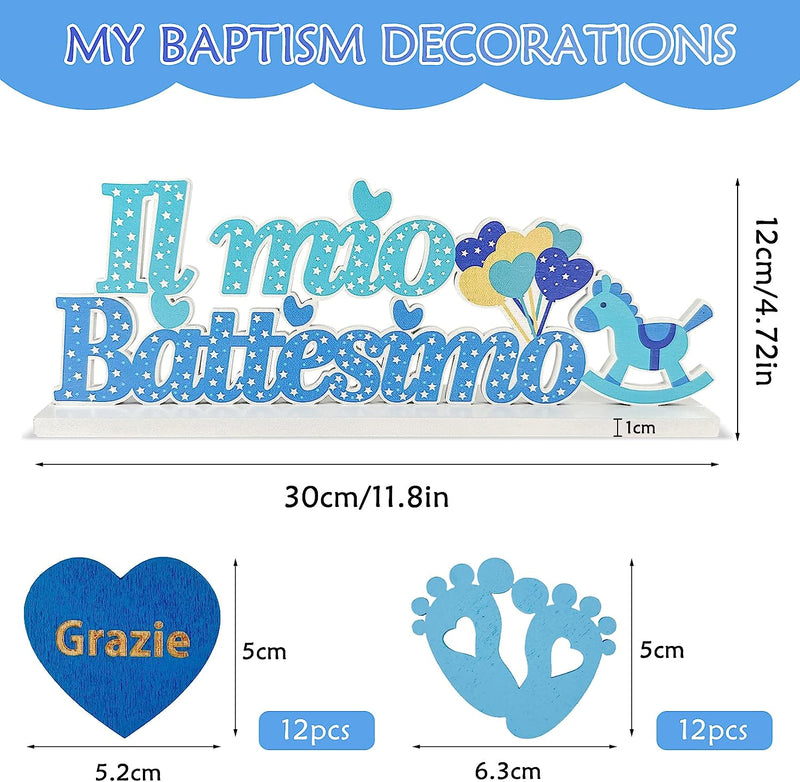 Decorazione Battesimo Bambina Decorazione Battesimo Bambini Centrotavolo Scritta Il Mio Battesimo Legno 24Pz Coriandoli Battesimo Decorazione Comunione Battesimo Comunione Cresima (Blu)