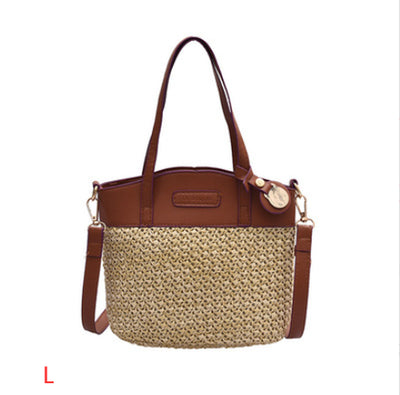 Fashion Straw Bag One-Shoulder Messenger Bag Portable Beach Bag