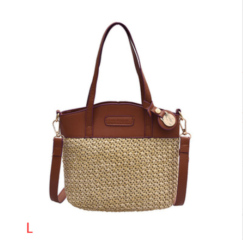 Fashion Straw Bag One-Shoulder Messenger Bag Portable Beach Bag